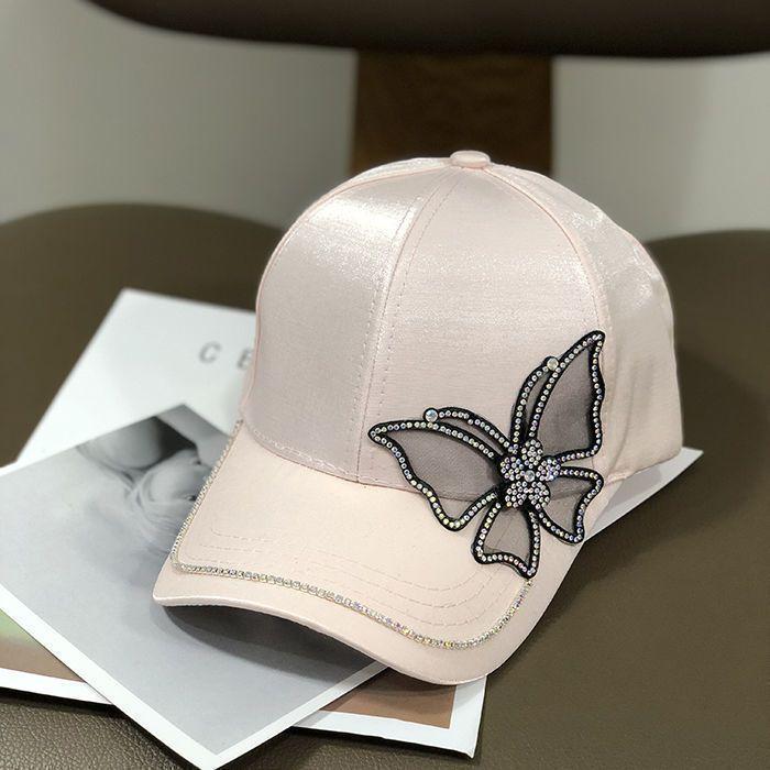 Spring and summer women's lace butterfly rhinestone baseball cap fashion mercerized cap versatile sun hat tide