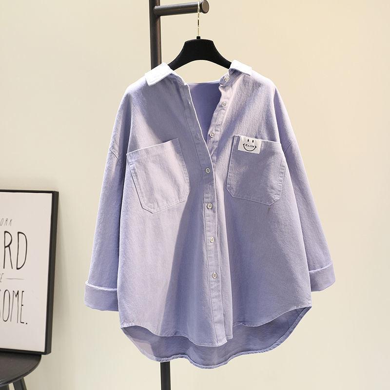 Bequemes Langarmshirt Damen Herbst Koreanische Version des einfachen Retro lockeren Freizeit-Tops Damenjacke