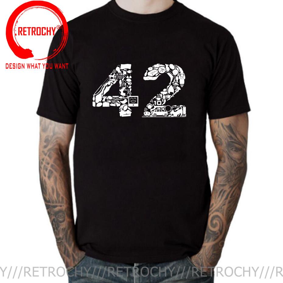 Men 42 The Answer To Life The Universe And Everything Douglas Adams T Shirt 100 Cotton Tops Crew Neck Tees Gift Idea TShirts
