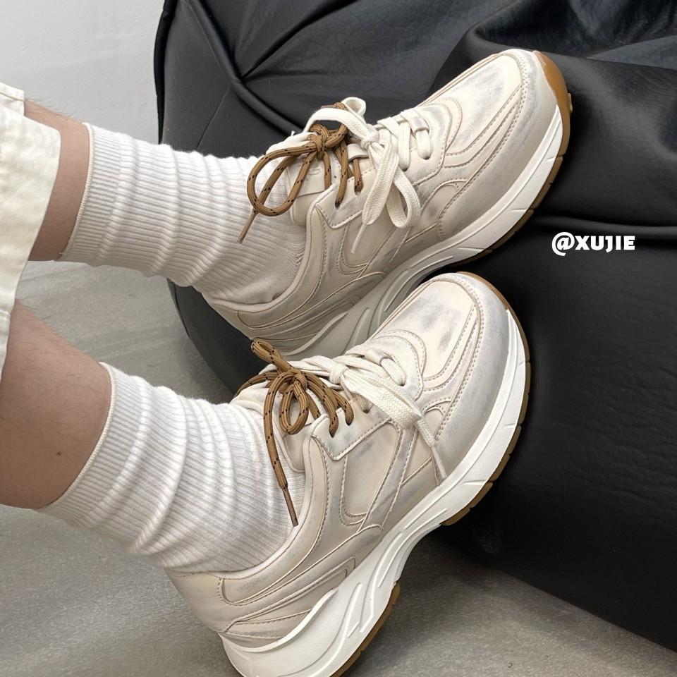 European Station 2025 Autumn New Leather Breathable Comfortable Casual Board Shoes Women's Versatile Forrest Gump Shoes Sneakers Daddy Shoes