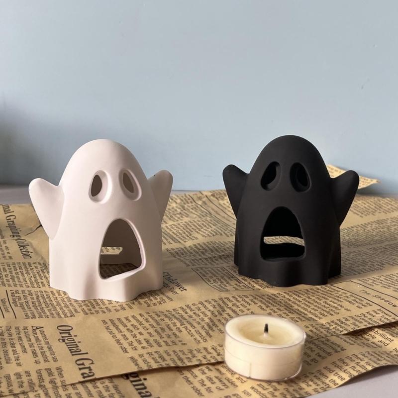 Spooky Shape Silicone Mold For Epoxy Resin Candle Holder Tealight Stand Crafting Halloween Decoration Cement Craft