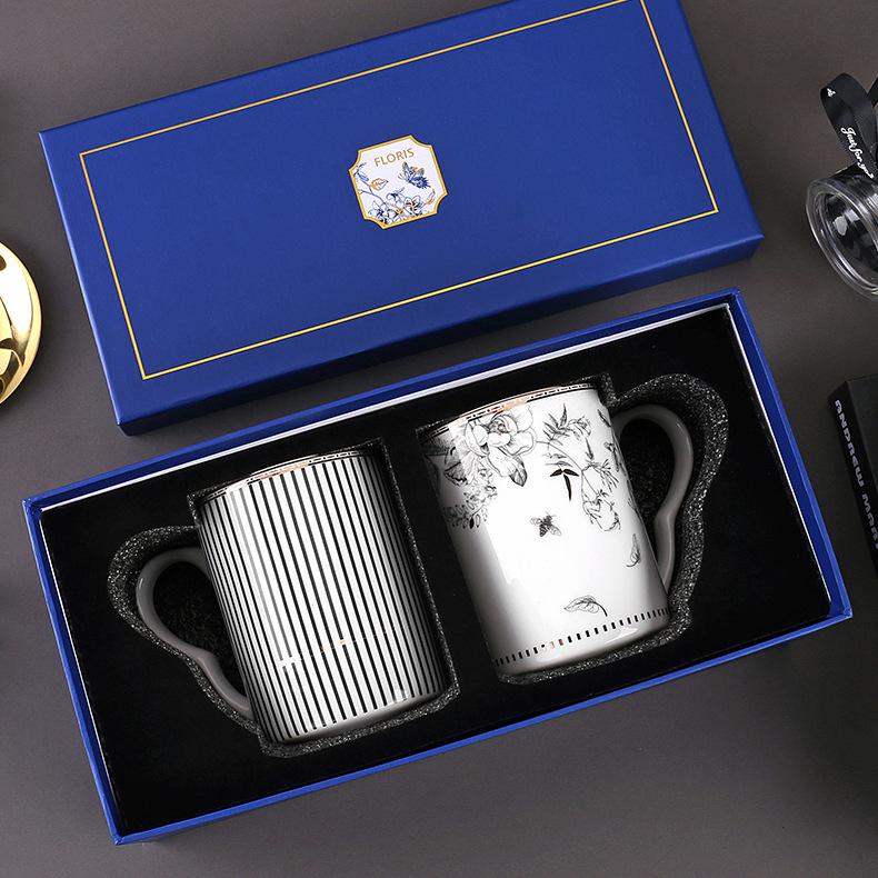 FLORIS Porcelain Afternoon Tea Set: Ceramic Gift Mug, Coffee Cup, and Western Dinner Plate in Gift Box