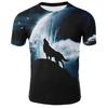 Summer Round Neck Animal Wolf Pattern 3D Print Top Fashionable Casual Short Sleeved Men's T-shirts