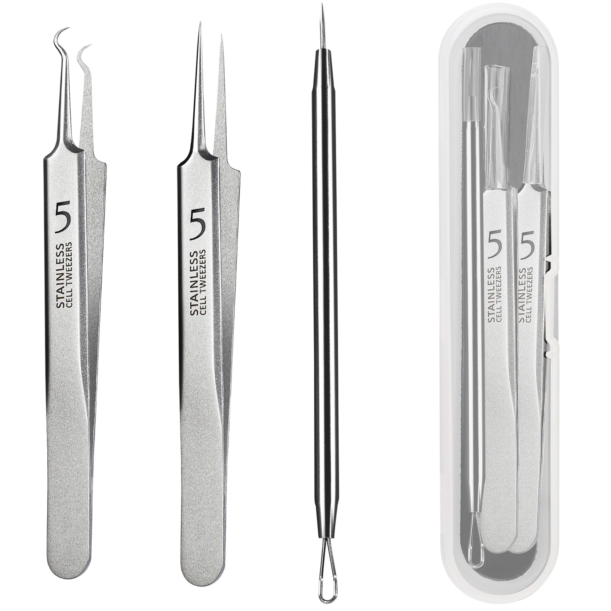 

Blackhead Tweezers, Milia Remover, Pimple Popper Tool,Ingrown Hair Tweezers, Blackhead Extractor