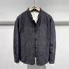 Men's Brown Mandarin Collar Shirt Traditional Frog Button Pattern Design Long Sleeve Casual Fashion Loose Blouse