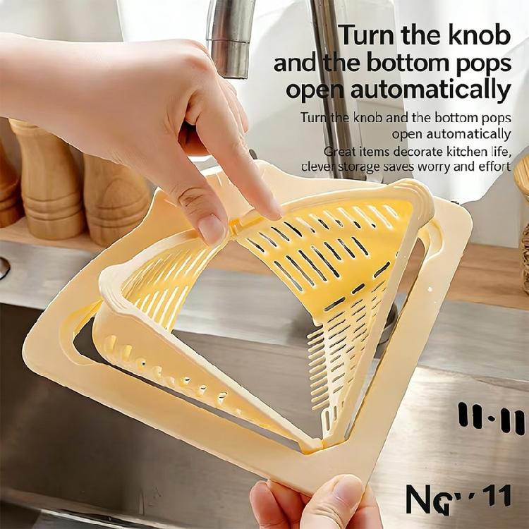 Strong Magnetic Suction Triangular Drain Basket for Secure Sink Attachment Twist Open Bottom Kitchen Strainer Organizers