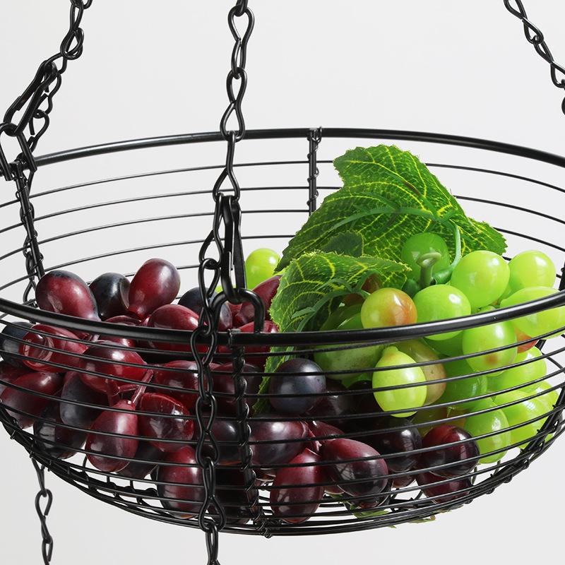 European-Style Three-Tier Wrought Iron Fruit Bowl and Storage Cradle