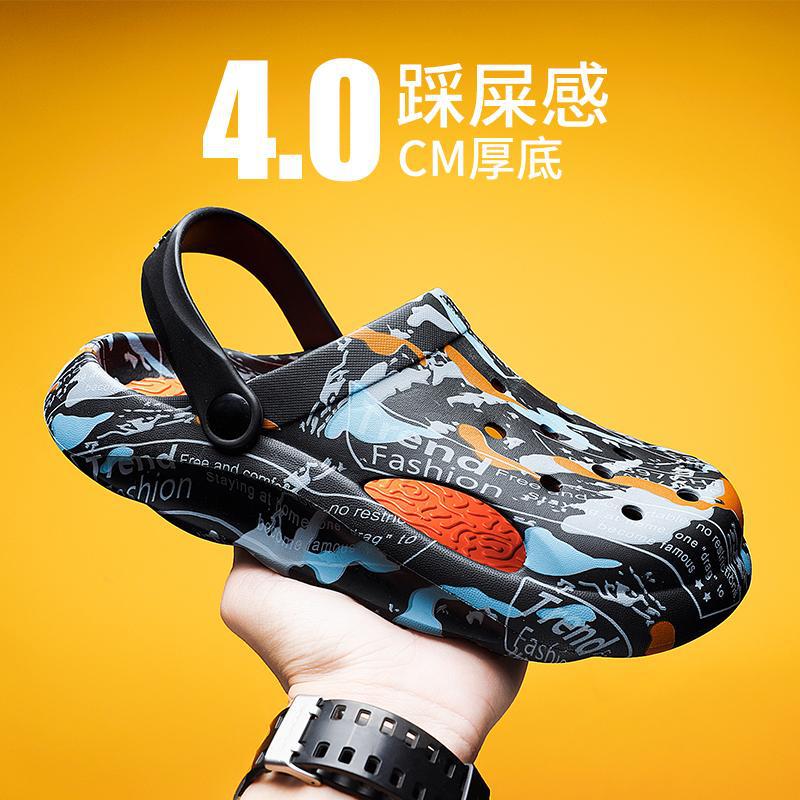 

Summer new soft-soled outer hole shoes men s bag head sandals men s versatile anti-skid beach shoes men 45 чорний