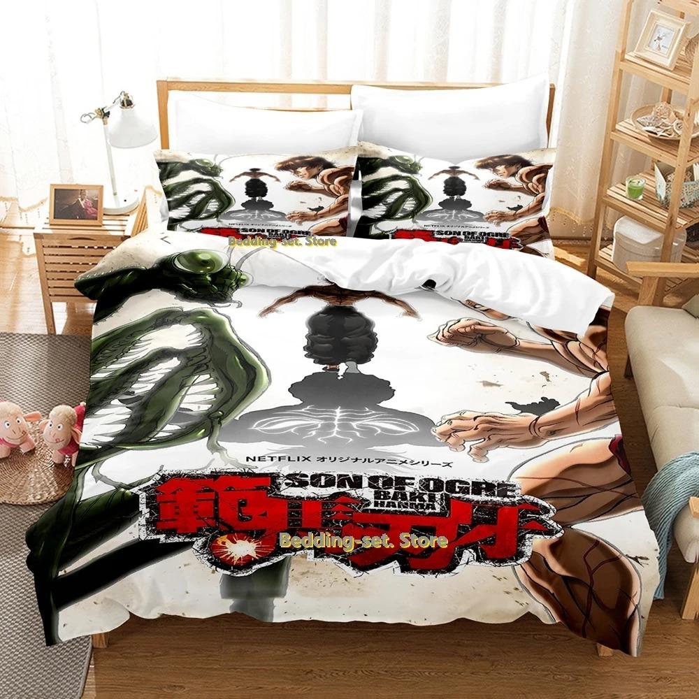 Baki Hanma Bedding Set Single Twin Full Queen King Size Bed Set Adult Kid Bedroom Duvetcover Sets 3D Print Anime Bed Sheet Set