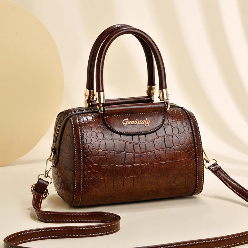 Stone Texture Pillow Bag Large Capacity Pu Street Fashion Shoulder Crossbody Bag Caramel