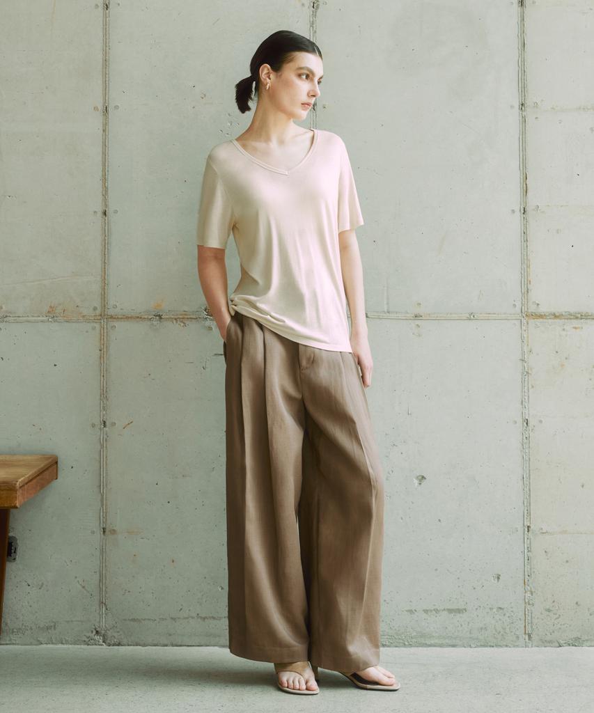 ZEROSTREET [2 Colors] Le Zero Linen Double-Pleat Wide Pants