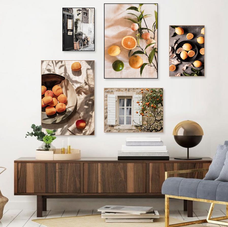 Casual Landscape Nordic Europe Town Canvas Picture House Beach Courtyard Sunlight Car Poster Lemon Bohemian Living Room Painting