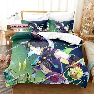 3D Kawaii Genshin Impact Tighnari Bedding Set Single Twin Printed With Pillowcase Bed Duvet Cover Single Double Queen King Size