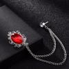 Korean Luxury Exquisite Crown Tassel Corsage Inlaid Gemstones Suit Brooches for Men Host Designer Business Banquet Jewelry Gifts