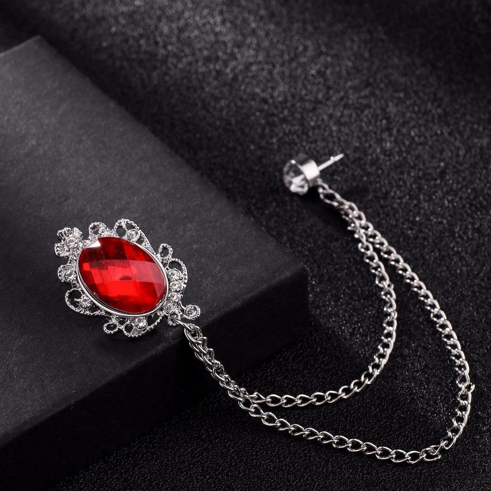 Korean Luxury Exquisite Crown Tassel Corsage Inlaid Gemstones Suit Brooches for Men Host Designer Business Banquet Jewelry Gifts