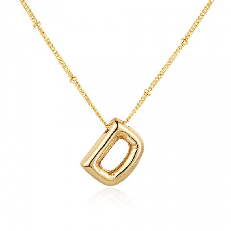 Minimalist Copper-Plated Gold Alphabet Pendant Sweater Chain Jewelry
