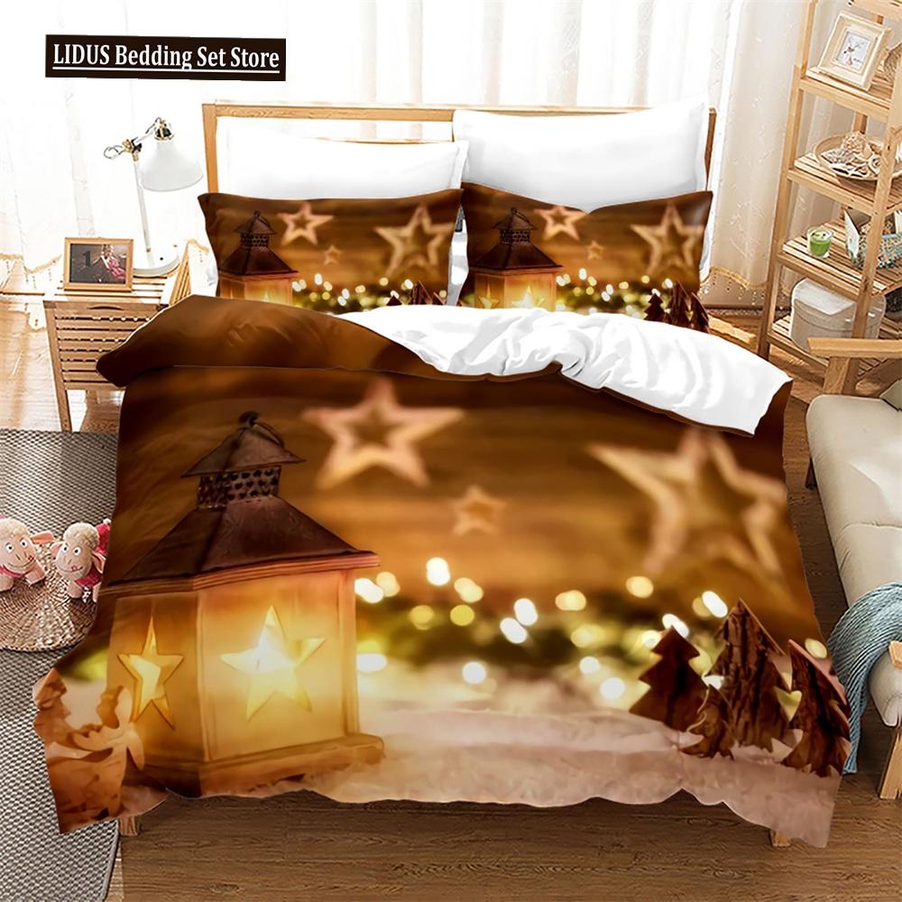 Weihnachts-Bettbezug-Set King Queen Full Size Winterthema Schneemann-Muster Polyester Bettdeckenbezug für Kind Festivalgeschenk