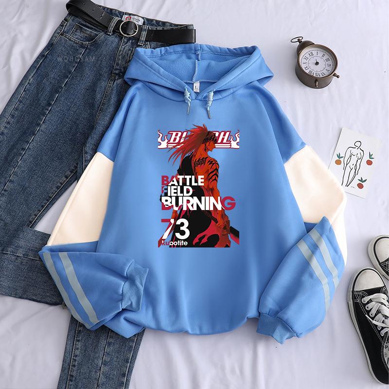 Anime Bleach Abarai Renji Hoodies Men Women Manga Cartoon Graphic Pullovers Long Sleeve Harajuku Unisex Sweatshirts