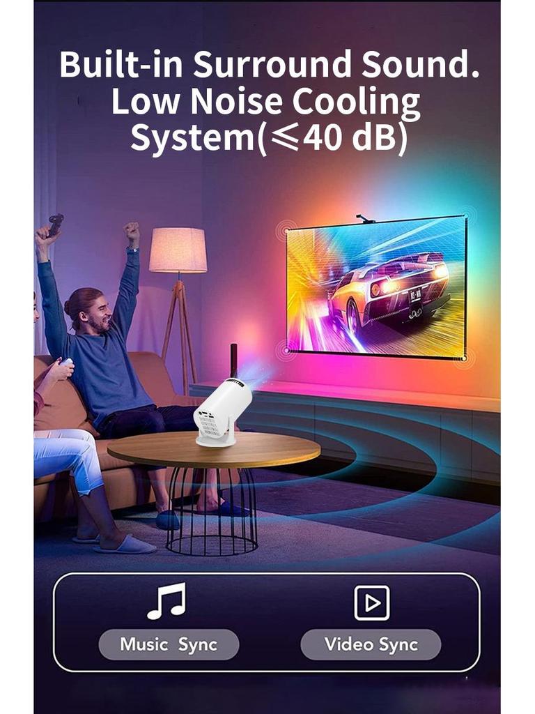 M5pro Mini HD Portable Home Projector - Wireless & Wired Connectivity