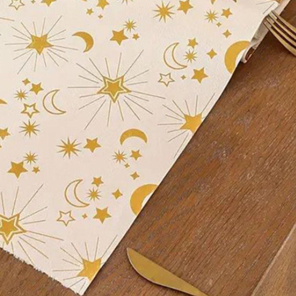 Moon Stars Pattern Eid Mubarak Tablecloth Table Cover Eid Al-Fitr Table Runner  Holiday Party