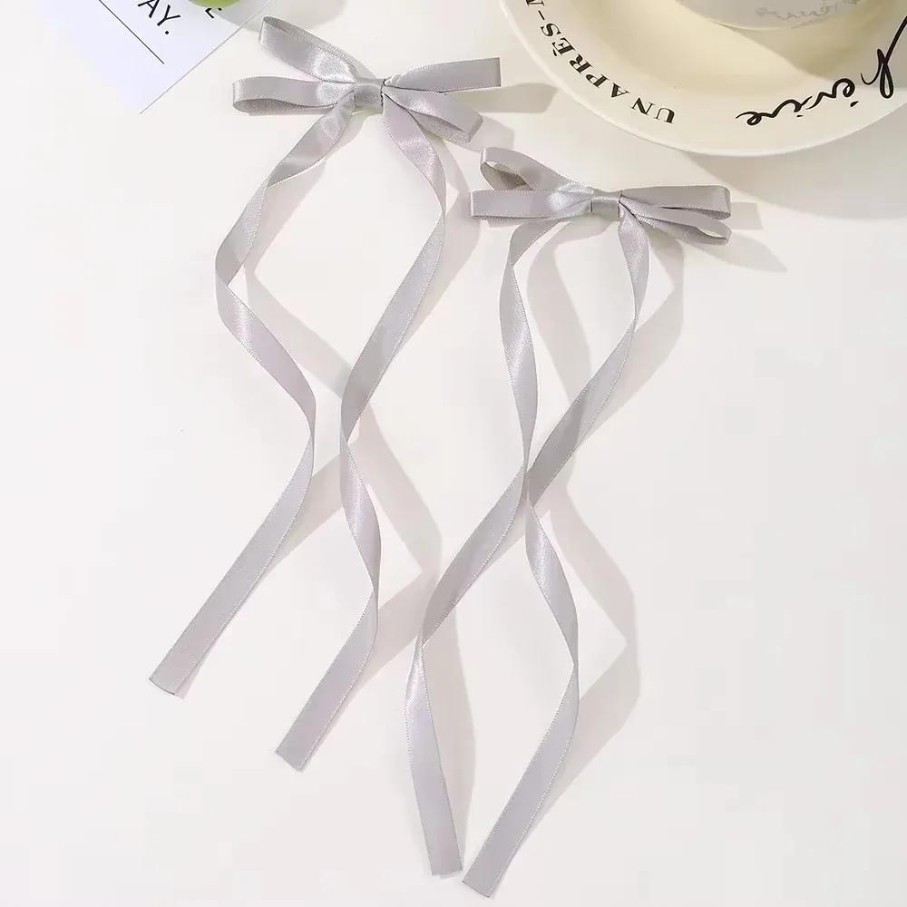 2pcs Long Tassel Ribbon Hairpin Cute Candy Bow Clip for Women Girls Party Gifts Headwear Side Clips Hair Accessories