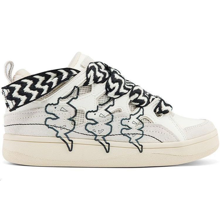 Kappa Fatty Slip Resistant Durable Bread Shoes Lightweight Breathable Mid Top Skate Shoes Unisex sneaker White Beige Black K0BZ5CS20P-0106