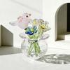 Handmade Mini Glass Animal Figurine Faux Crystal Small Bird Butterfly Bee Ornament with Stem for Home Office Tabletop Decor