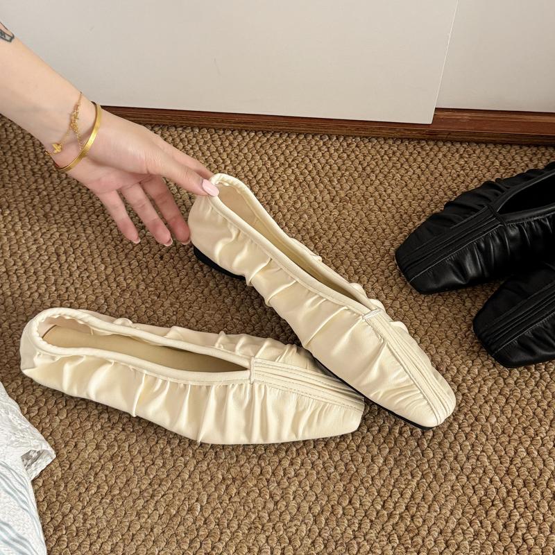 Fashion Women's Pleated Loafers Ballet Flats Female Mary Jane Shoes Summer Cozy Walking Woman Sneakers Trend New Zapatillas De Mujer
