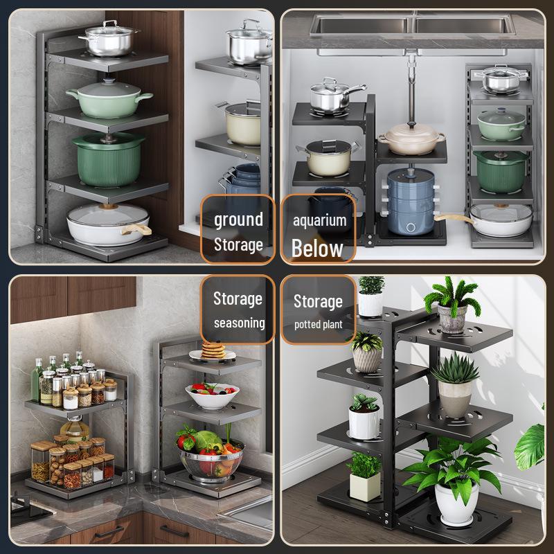 Flerlagrigt köksförvaringsställ för bänkskivor och under diskbänken - Organisera kastruller och stekpannor