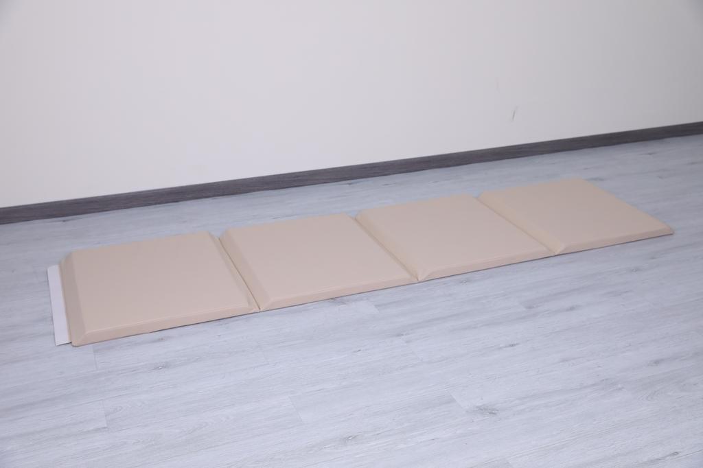 gymnastic mattress 2in1 toy container 240x60x4 cm four-piece - white and beige