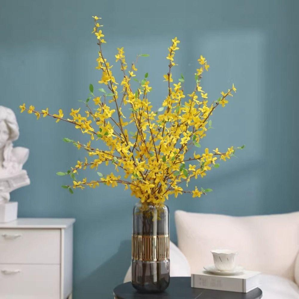 100cm Length Faux Forsythia Stem 12 Forks Stem Jasmine Spray Decor  Living Room Decoration