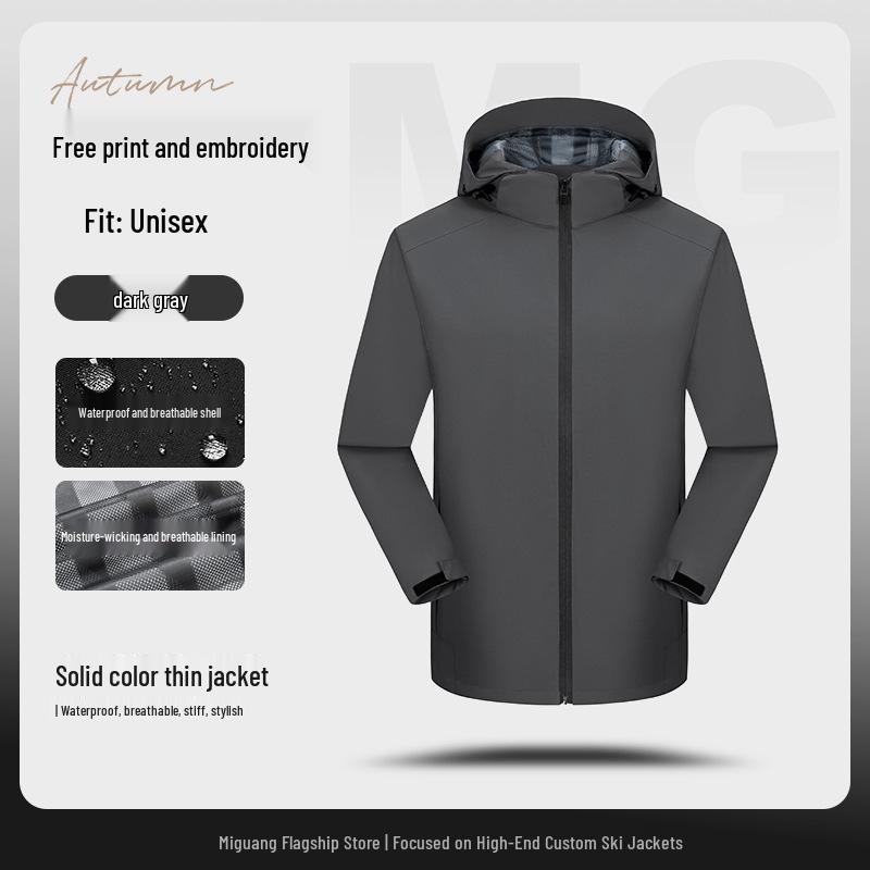 Men's Waterproof Windproof Mountaineering Jacket with Custom Logo Print - Durable Workwear for Companies and Groups