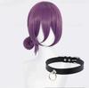 Anime Reze Cosplay Paruka 45cm Fialová Paruka s Chokerem Cosplay Kostým Dámské Reze Paruky Tepelně Odolné Syntetické Vlasy Paruky