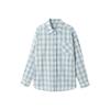 Women's Blue & White Plaid Cotton-Linen Shirt Jacket – Spring/Summer 2025, Sun Protection, Casual Style.