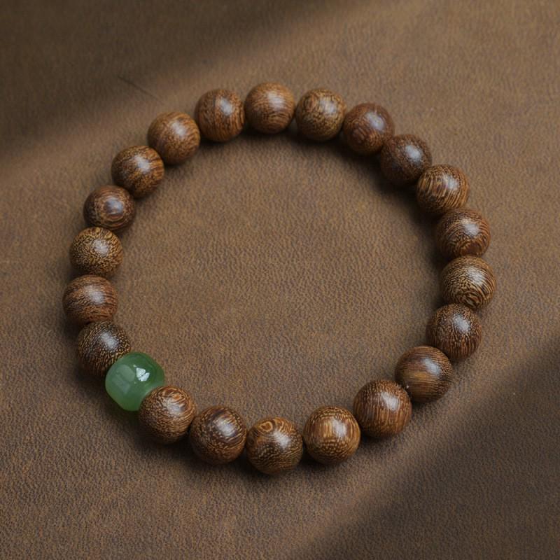 Golden Sandalwood Buddhist Prayer Bracelet: 108 Green Sandalwood Beads