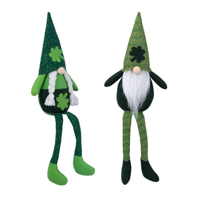 Patricks Day Gnome Long Leg Faceless Doll Plush Decorations Handmade Holiday Party Decor for Kids Gift Desktop Ornaments