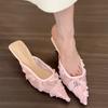 Moda Verão Moda Feminina Mules Tamancos Salto Alto Elegantes Bico Coberto Vestido Renda Slides Senhoras Sapatos de Festa Dança Baile