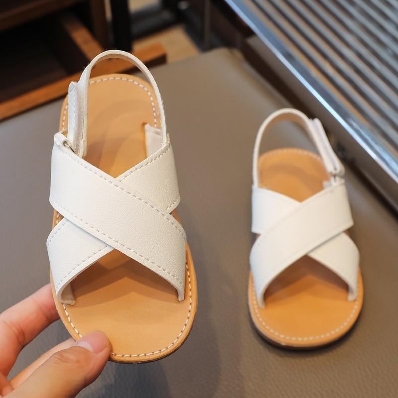 Girls sandals 2025 summer new children's shoes fashion children's cross sandals Velcro baby beach shoes