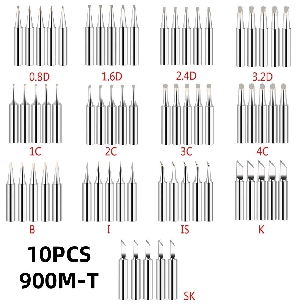10Pcs/Lot 900M-T Series Soldering Iron Tip Set Lead Free Welding Head for Hakko 936 937 Soldering Station BGA Rework Tools