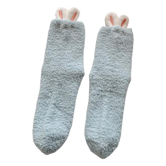 Plush Socks with Rabbit Ears Women Winter Warm Fluffy Socks Thick Soft Cute Floor Socks for Home Bedroom Living Room Sleep