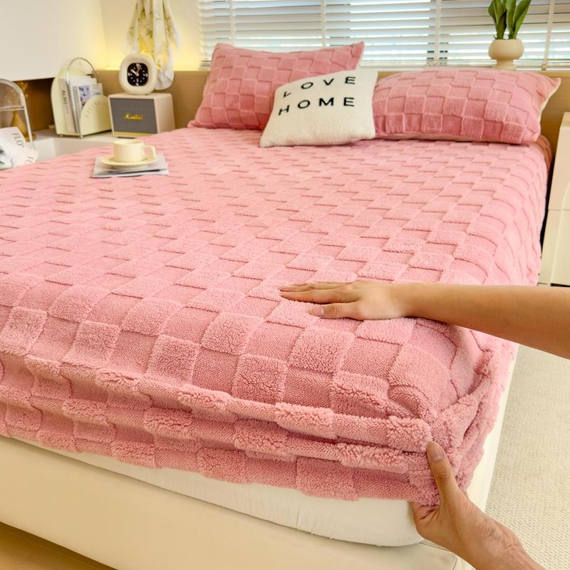 

Комплект из 3 шт./комплект из цельного бархата, простыни на резинке, 1 шт., чехол для матраса, 2 шт., наволочка, мягкий эластичный чехол для матраса, теплое постельное белье 90x190x30cm