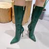 Fashion Sexy Stone Pattern Knee-High Boots for Women Shoes Pointed Toe Gladiator Long Thigh Thin HIgh Heled Knight Botas Botines