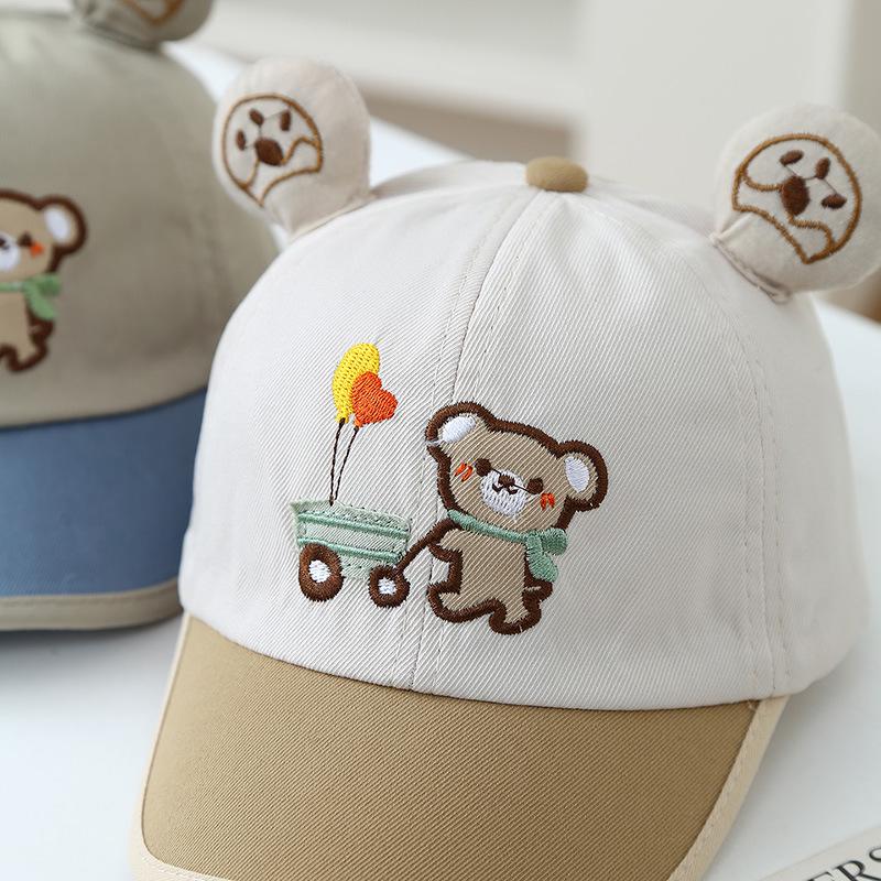 Spring Style Cartoon Bear Ears Baseball Cap for Kids - Sun Protection Visor Hat