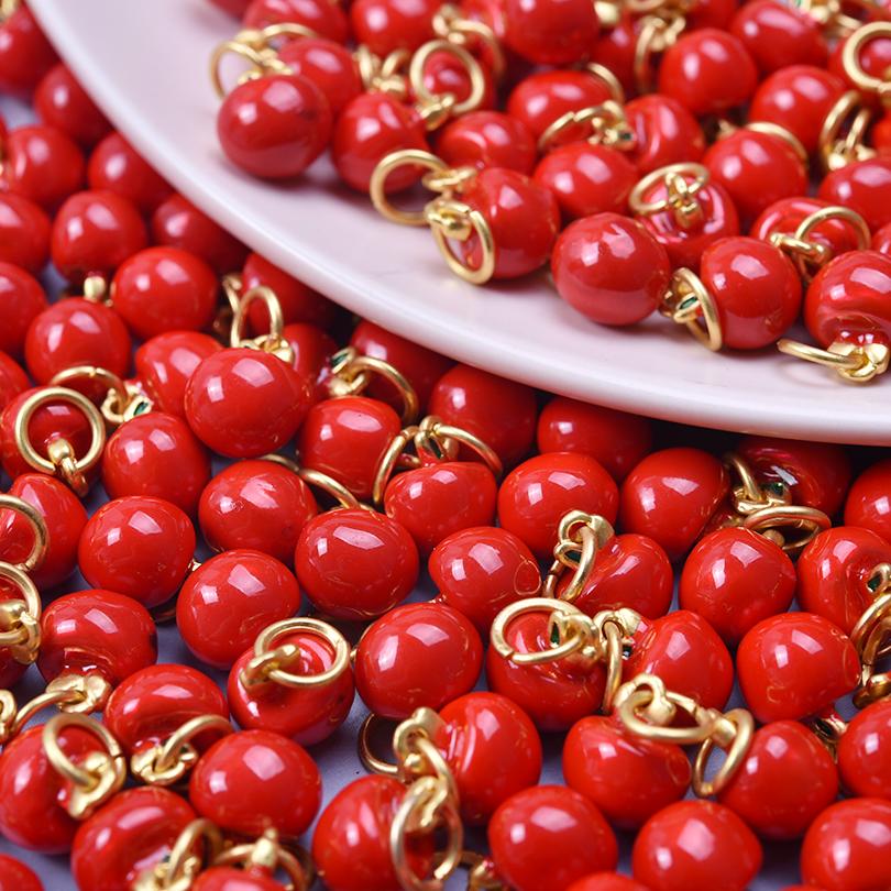 5pcs Fashion Strawberry Peach Watermelon Enamel Charm For Jewelry Making Supplies 3D Alloy Pendant DIY Accessories Findings Bulk