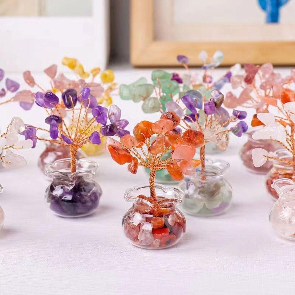 1Pcs Natural Crystal Tree Feng Shui Mini Tree New Artificial Bonsai