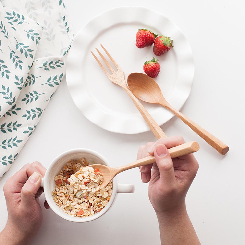 Creative Dinner Kitchen Salad Dessert Ice Cream Tableware Utensils Fork Wooden Spoon