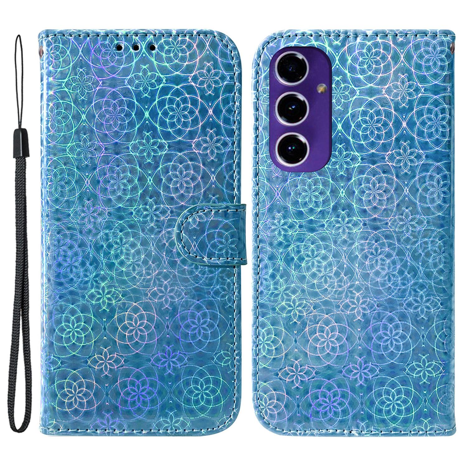 

For Samsung Galaxy S24 FE Phone Case Dazzling Flower Protective PU Leather Phone Cover E