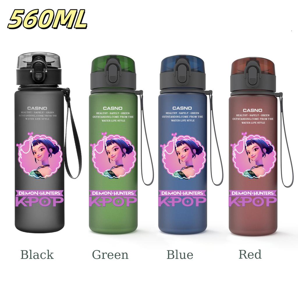 560ML KPop Demon Hunters Plastic Cartoon Pattern Water Cup Tall Superior Quality Children Outdoor Sports Drinking Water Bottle Birth Date Present