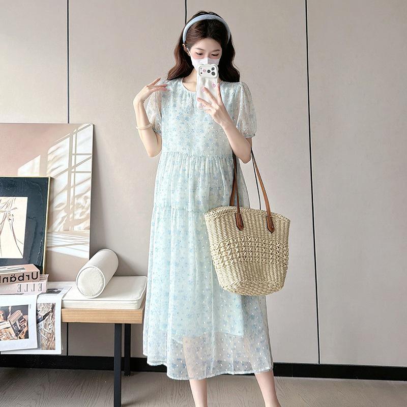 

2026 Summer Plus Size Maternity Dress 2XL світло-синій колір