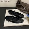 Fashion SUOJIALUN 2025 New Brand Women Flat Shoes Fashion Round Toe Shallow Ladies Elegant Mary Jane Shoes Soft Flat Heel Casual Boat Sh